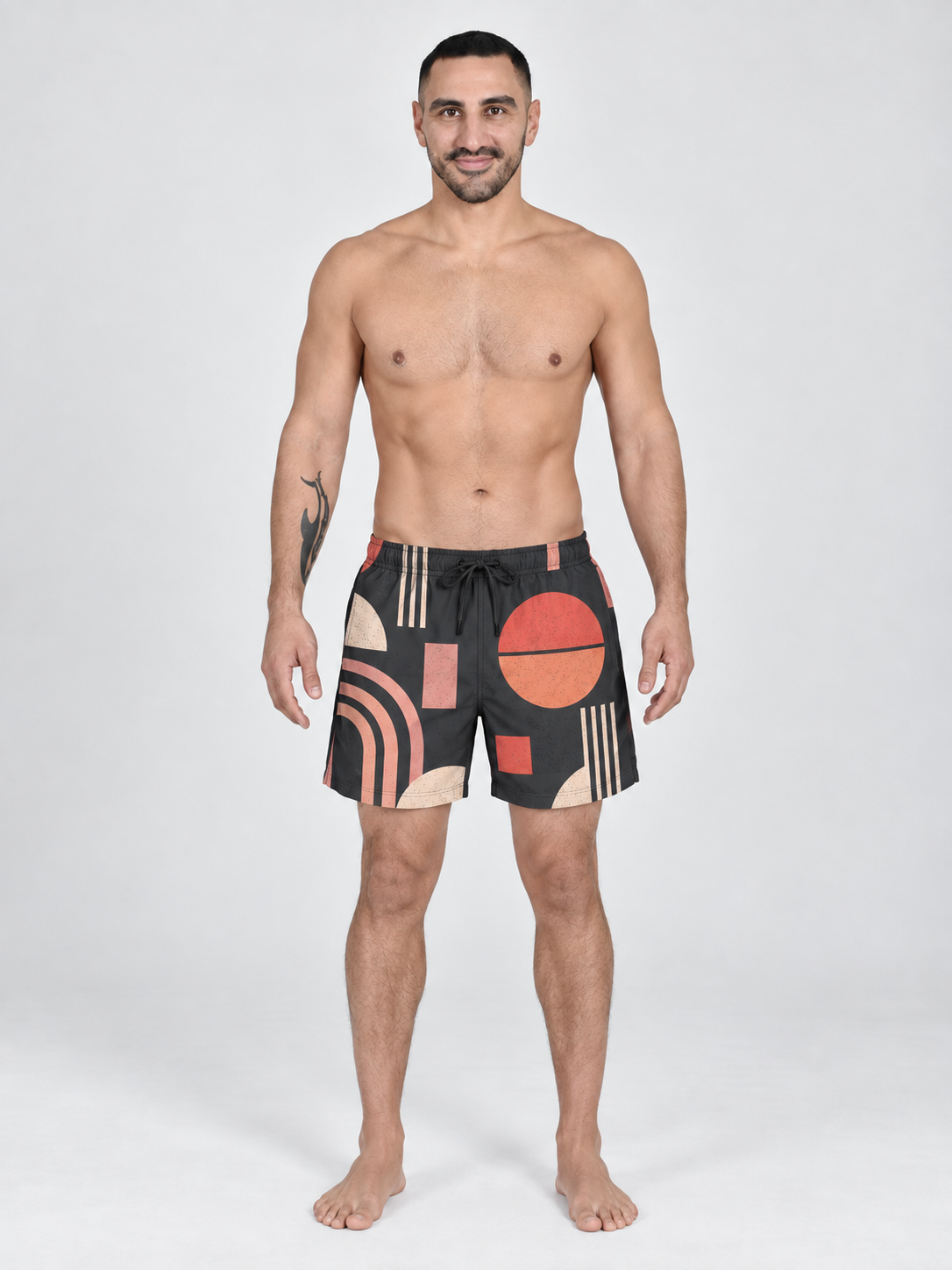 Buen Nado Men's Swim Shorts – Bauhaus Sunset front view